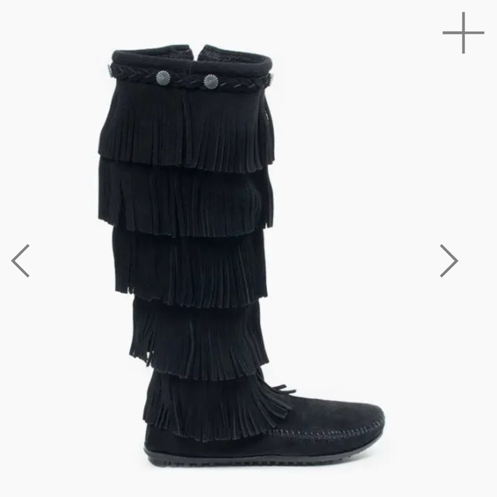 ✨ Cozy Western Baddie Vibes – Minnetonka Fringe Knee High Boots (Size 7)